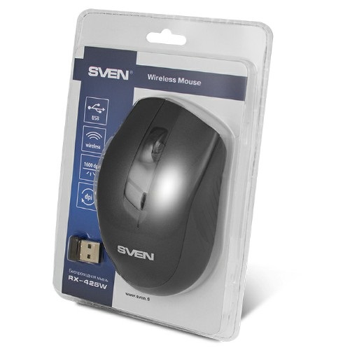 

Мышь Wireless Sven RX-425W SV-014483 6 кн, 1600dpi, USB, черная, RX-425W