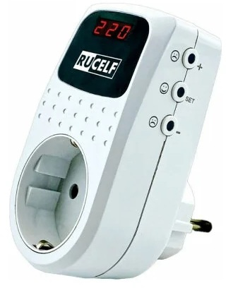 Изображение товара Стабилизатор напряжения RUCELF SRW-16A — реле напряжения 16 А, розетка