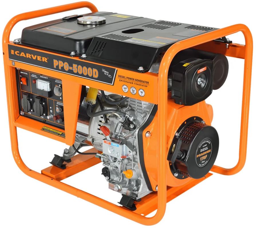 

Генератор дизельный CARVER PPG-5000D 01.020.00050 CARVER (LT-178F, 3,3/3,6 кВт, 220В, бак12.5л, медь) (12 шт/пал), PPG-5000D