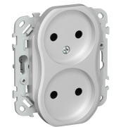 фото Розетка двухместная без заземления  IEK FI-R20-10-1-K47