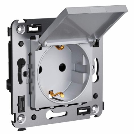 Изображение товара Розетка 2P+E с крышкой DKC 4404013 однофазная 230 В 16 А