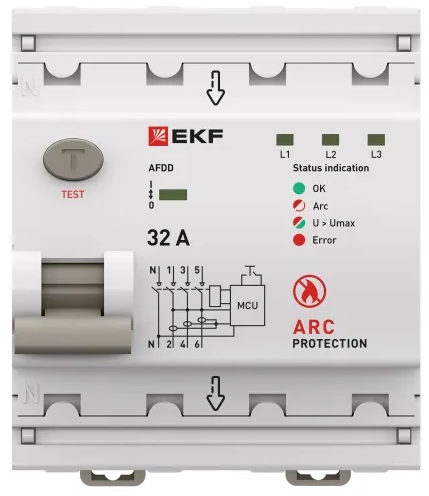 Устройство защиты от дугового пробоя EKF afdd-4-32-pro УЗДП 3P+N 32А PROXIMA