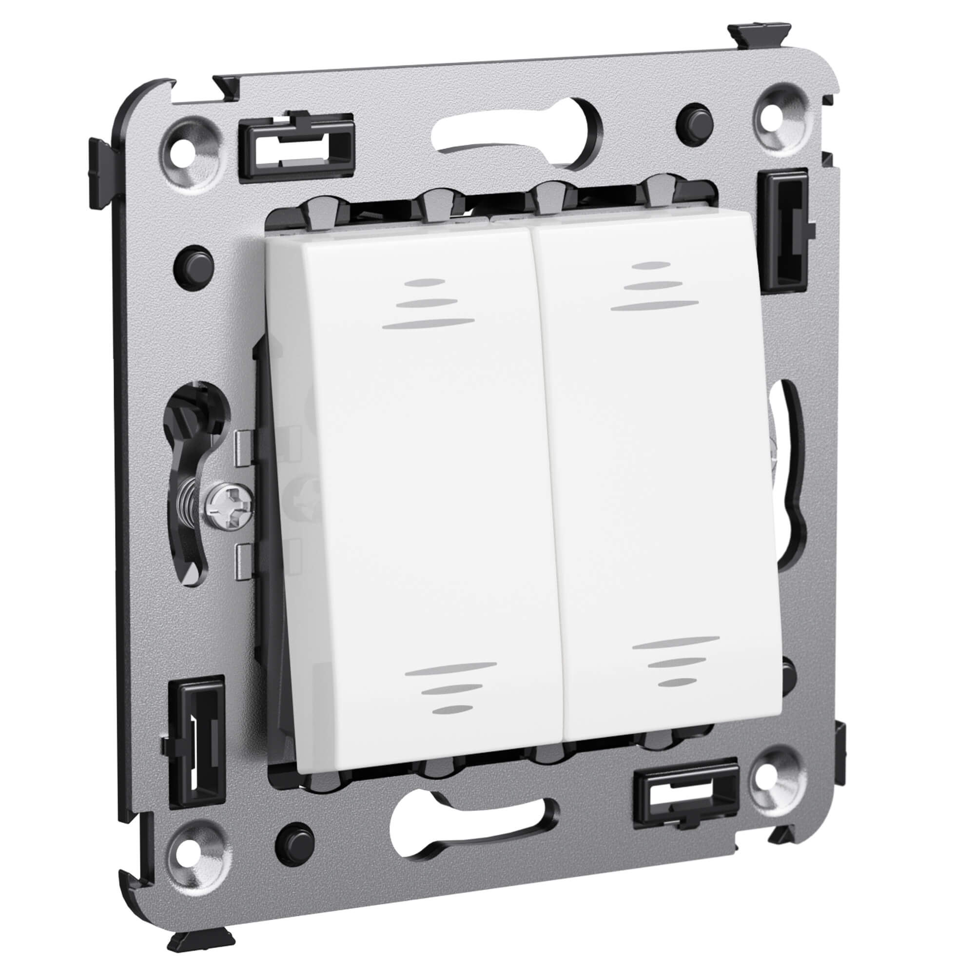 

Переключатель DKC 4400114 в стену, двухклавишный, "Белое облако", "Avanti", 4400114