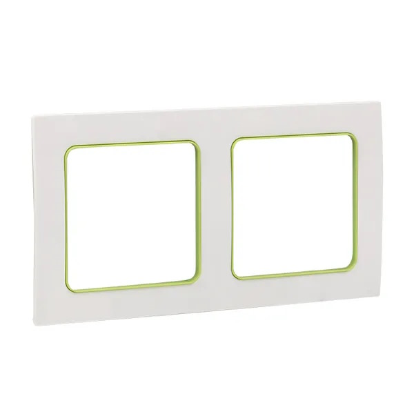 

Рамка EKF EXM-G-303-20 Стокгольм белая с линией цвета зеленый двойная, EXM-G-303-20