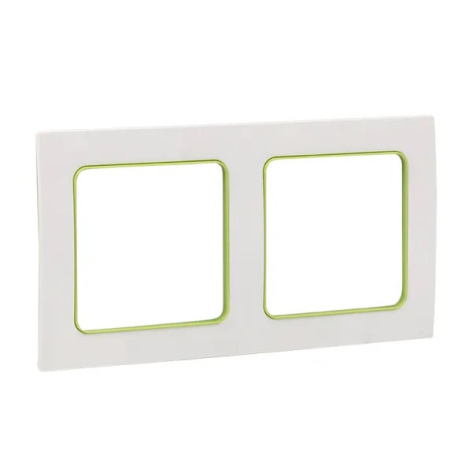 Изображение товара Рамка двойная EKF EXM-G-303-20 серия Стокгольм белая с зелеными линиями
