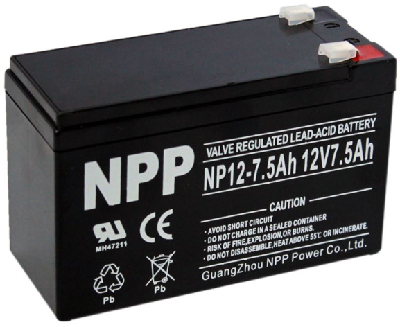 Изображение товара Аккумулятор NPP NP12-7.5 для ИБП 12В 7.5Ач