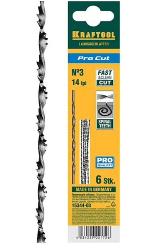 

Полотно Kraftool 15344-03 спиральные для лобзика, №3, 150мм., 15344-03