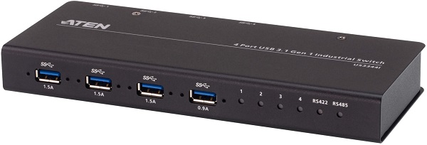 

Коммутатор Aten US3344i-AT 4-портовый USB 3.2 Gen1 промышленный коммутатор для совместного использования 4-х периферийных устройств, US3344i-AT