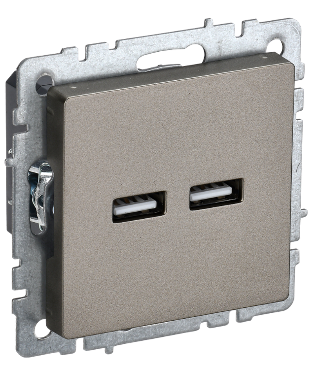 

Розетка USB IEK BR-U21-D31-K37 BRITE тип A+тип A 3,1А РЮ10-1-БрШ Шампань, BR-U21-D31-K37