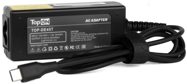 Изображение товара Блок питания TopOn TOP-DE45T для ноутбуков Dell USB Type-C 45 Вт