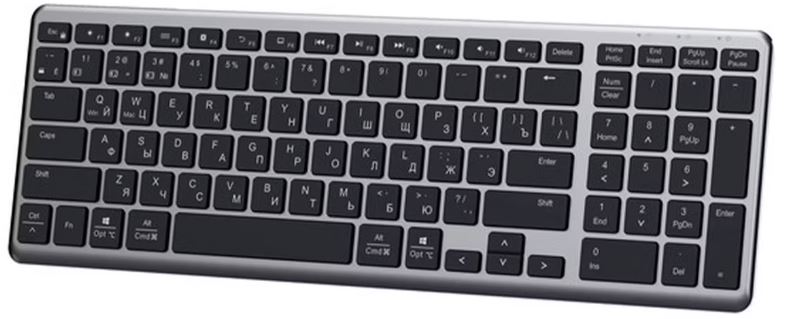 

Клавиатура Wireless UGREEN KU005 2.4GHz Bluetooth 5.0 Ultra Slim, цвет: серебристый, KU005