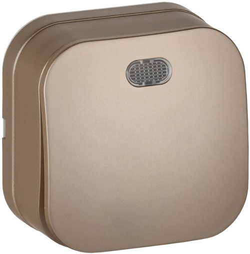 

Выключатель одноклавишный с подсветкой IEK EVH11-K37M-10 GLORY для открытой установки 10А ВС20-1-1-ХШм шампань матовый, EVH11-K37M-10