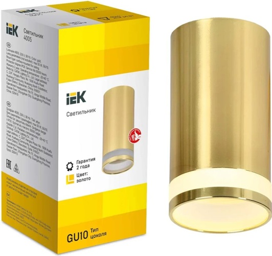 

Светильник точечный IEK LT-UPB0-4005-GU10-1-K22 4005 накладной потолочный GU10 золото, LT-UPB0-4005-GU10-1-K22
