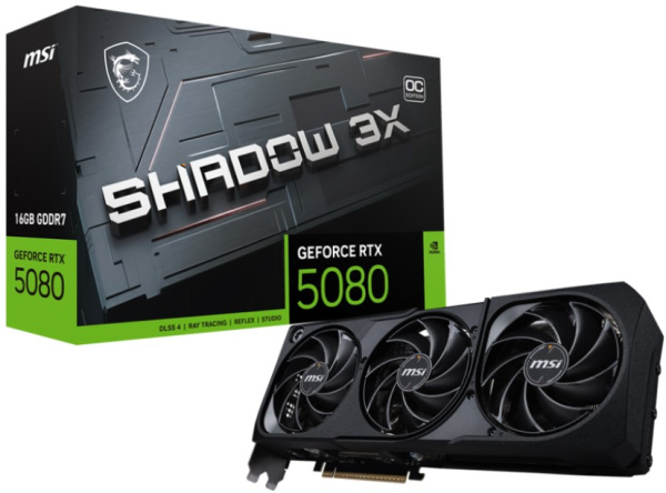 Изображение товара Видеокарта MSI GeForce RTX 5080 SHADOW 3X OC (RTX 5080 16G SHADOW 3X OC)