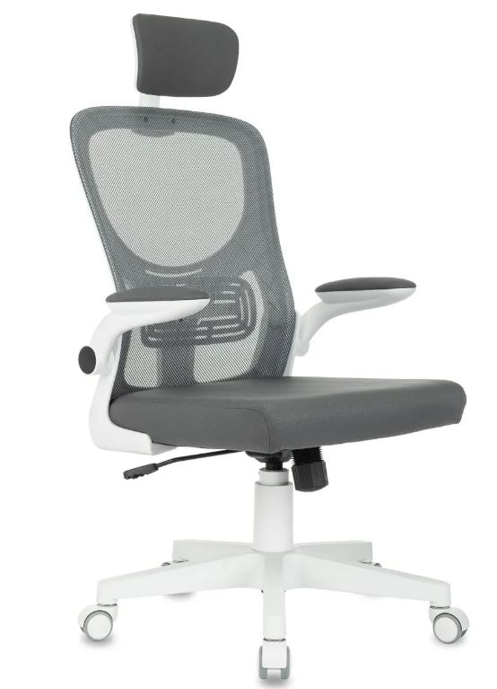 

Кресло Бюрократ ASTER NH-W темно-серый TW-04 Neo Grey сетка/ткань с подголов. крестов. пластик пластик белый, ASTER NH-W