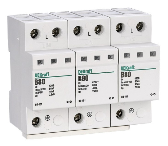 Изображение товара Ограничитель перенапряжений DEKraft 18021DEK для защиты электрооборудования