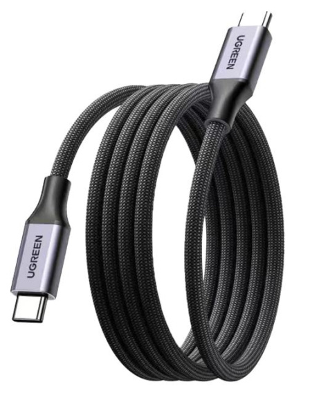 Изображение товара UGreen L520 Кабель USB-C USB-C 1 м тканевая оплетка серый надежный