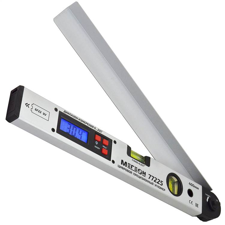 

Угломер МЕГЕОН 77225 цифровой, с пузырьковым уровнем, 77225