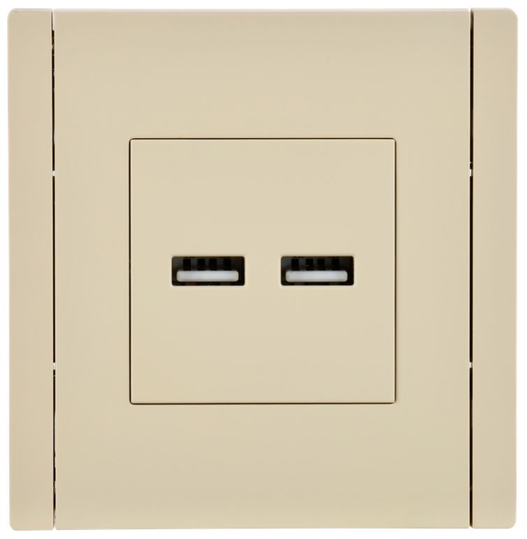 

Розетка USB IEK FP-U21-D31-K10 FORTE&PIANO тип A+тип A 3,1А FP449 ваниль, FP-U21-D31-K10