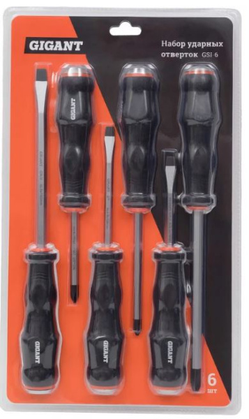 Изображение товара Набор отверток Gigant GSI-6 ударный 6 шт ремонт инструмент