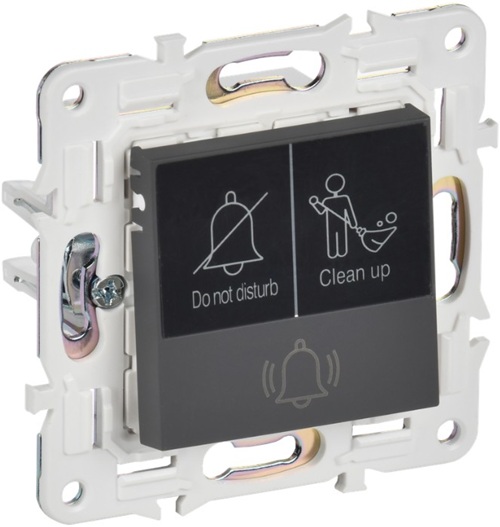 

Кнопка звонка IEK SK-V14-2-10-K53 SKANDY с индикацией для отелей 10А SK-V17G графит, SK-V14-2-10-K53