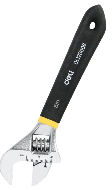 

Ключ разводной Deli DL120006 150мм, противоскользящая обливная ручка, диапазон захвата 0-22мм, DL120006