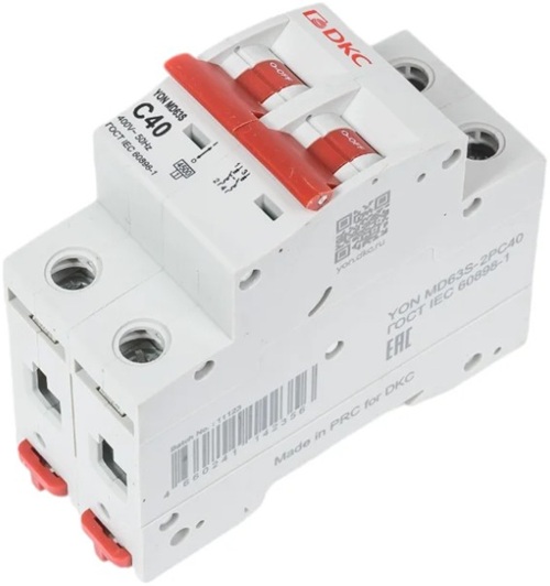 

Автоматический выключатель модульный DKC MD63S-2PC40 YON max типа MD63S 4,5кА 2P (C) 40А (кратность 6шт), MD63S-2PC40