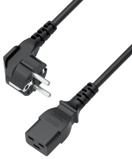

Кабель питания Greenconnect GCR-56583 PROF 2.0m, евровилка угловая Schuko - С19, черный, 3*1,0mm, медь, GCR-56583