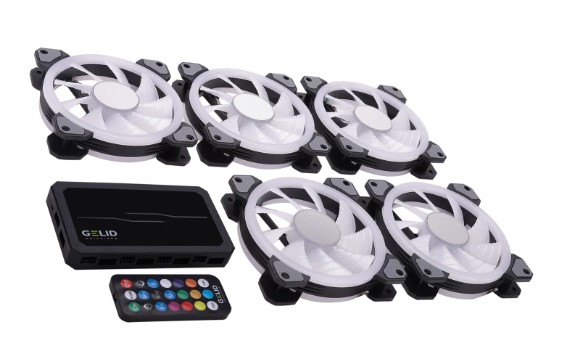 

Контроллер GELID Amber 8 PRO RF-RGB-MP-02 для подключения вентиляторов и подсветки + 5 вентиляторов Stella Infinity, пульт ДУ, Amber 8 PRO