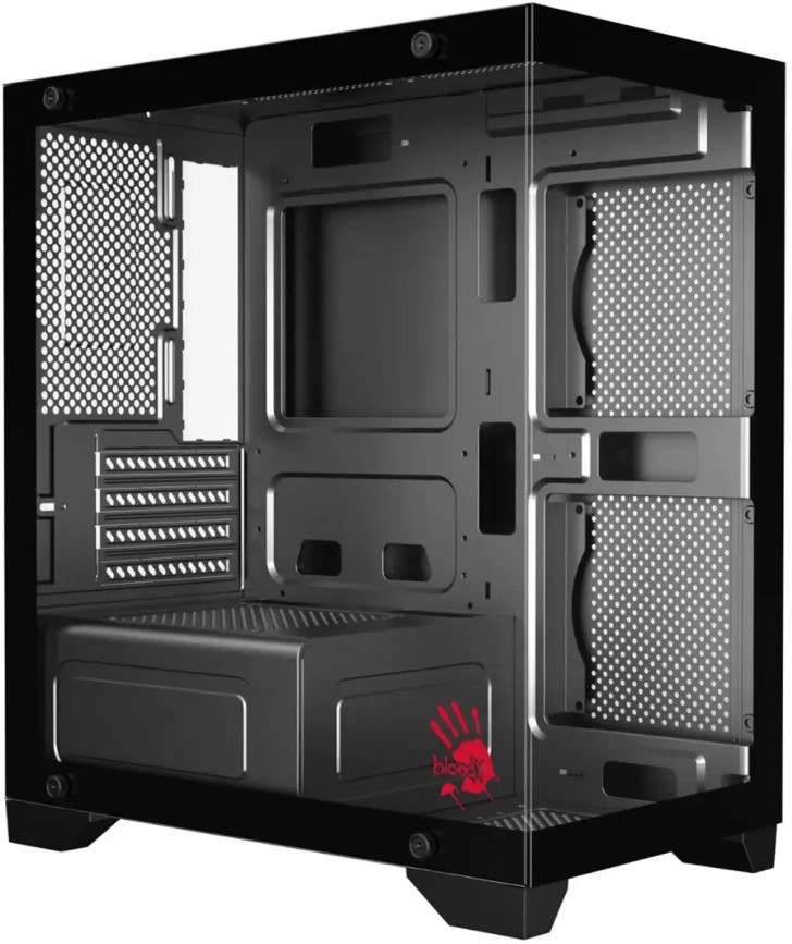 

Корпус mATX Bloody BD-CC103F-BK без БП, боковая и фронтальная панель из закалённого стекла, USB 2.0, USB 3.0, BD-CC103F-BK