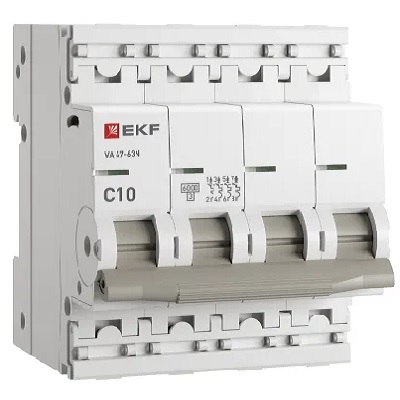 

Автоматический выключатель EKF M636410C 4P 10А (C) 6кА ВА 47-63N PROxima, M636410C