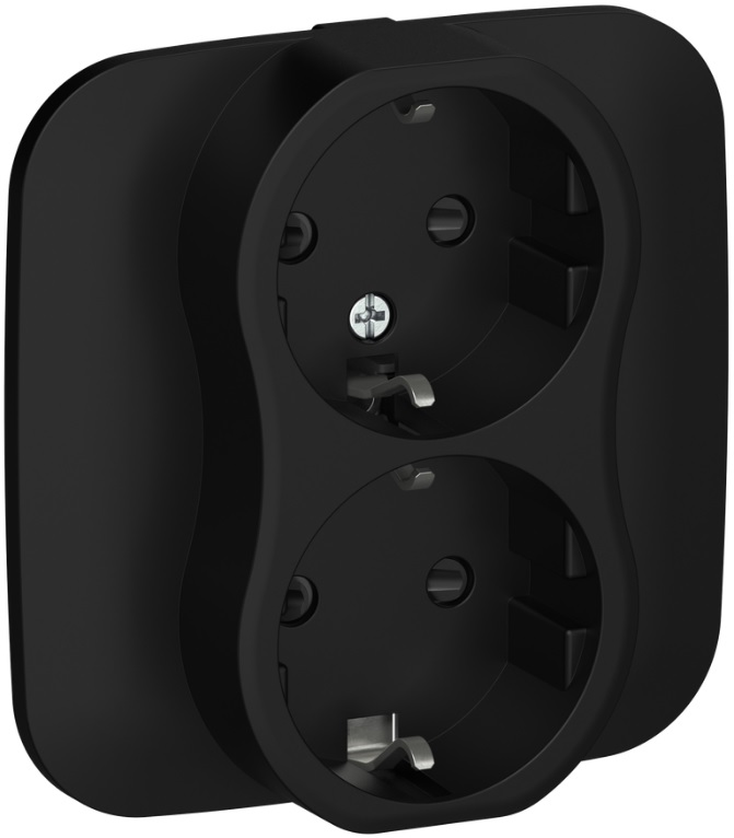 

Розетка двухместная с заземлением IEK FI-R24A-16-K02 FLITE с защитными шторками 16А РСш12-0-А-ФлЧ черный, FI-R24A-16-K02