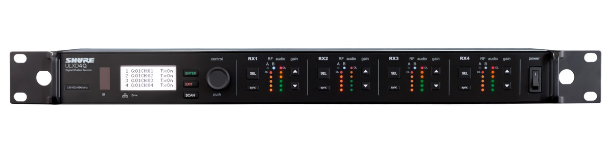 

Приемник Shure ULXD4QE=-G51 четырехканальный цифровой G51 470 - 534 МГц, ULXD4QE=-G51