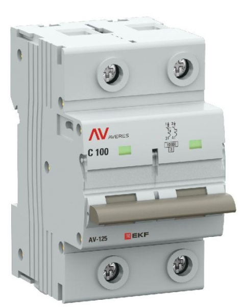 Изображение товара Автоматический выключатель EKF mcb125-2-100C-av IP20 230 В 100 А 2 полюса