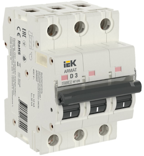 Изображение товара Автоматический выключатель IEK AR-M10N-3-D003 3 А 400 В 3 полюса IP20