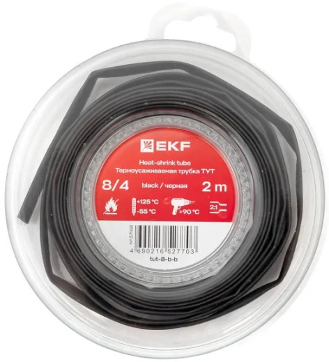 Изображение товара Термоусаживаемая трубка EKF tut-8-b-b 2 метра для электроизоляции