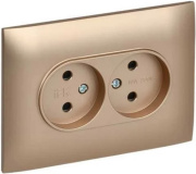 фото Розетка двухместная без заземления в сборе  IEK SK-R23-10-K98-F