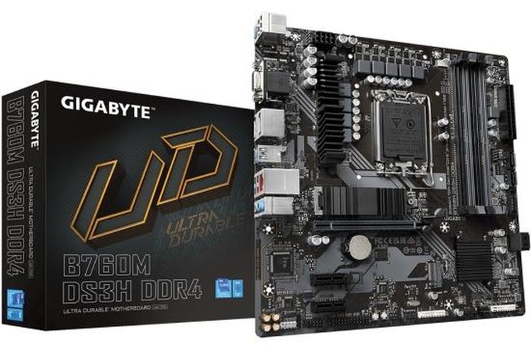 

Материнская плата mATX GIGABYTE B760M DS3H DDR4 (LGA1700, B760, 4*DDR4 (5333), 4*SATA 6G RAID, 2*M.2, 3*PCIE, 2.5Glan, HDMI, D-Sub, 2*DP, USB Type-C,, B760M DS3H DDR4