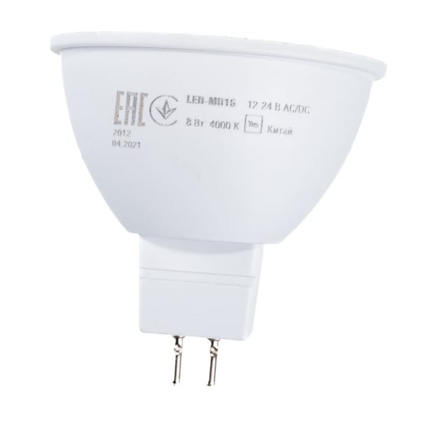 

Лампа светодиодная IEK LLE-MR16-08-12-24-40-GU5 8Вт MR16 софит 4000К нейтр. бел. GU5.3 12-24В низковольтная, LLE-MR16-08-12-24-40-GU5