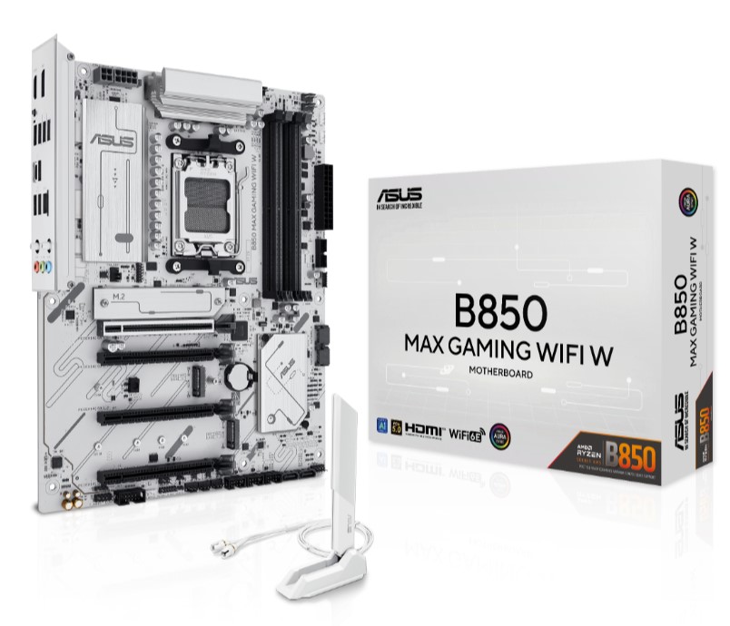 

Материнская плата ATX ASUS B850 MAX GAMING WIFI (AM5, AMD B850, 4*DDR5, PCIe, 3*M.2, 4*SATA, WiFi, BT, 5*USB 2.0, USB 3.2, HDMI, DP), B850 MAX GAMING WIFI