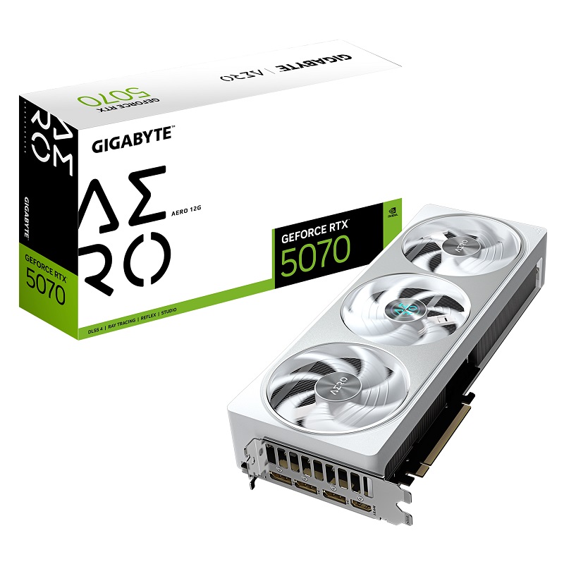 

Видеокарта PCI-E GIGABYTE GeForce RTX 5070 AERO (GV-N5070AERO-12GD) 12GB GDDR7 192bit 5nm 2512/28000MHz HDMI 3*DP, GeForce RTX 5070 AERO (GV-N5070AERO-12GD)