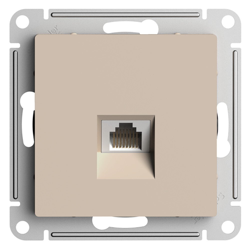 

Розетка компьютерная Systeme Electric ATN001283 AtlasDesign RJ45, кат. 5Е, механизм, песочный, ATN001283