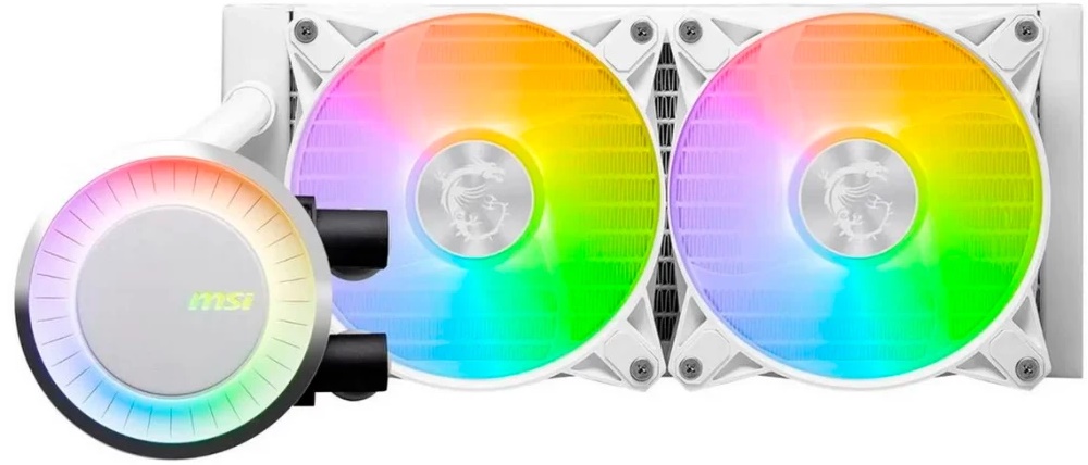 

Система охлаждения жидкостная MSI MAG CORELIQUID E240 WHITE 306-7ZW5E27-C24 LGA1700/1200/115x/AM4/AM5 (2*120mm, 600-1800rpm, 25.5CFM, 32dBa, 4-pin), MAG CORELIQUID E240 WHITE