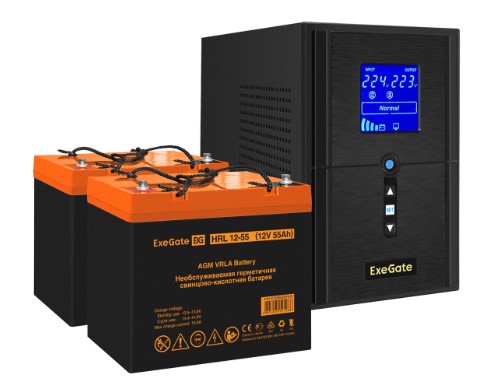 

Комплект Exegate SineTower SZ-1000.LCD.AVR.2SH.1C13.USB EX296797RUS ИБП EX295987RUS + батарея 55Aч EX285652RUS 2шт (инвертор, синус, для котла) 1000VA, SineTower SZ-1000.LCD.AVR.2SH.1C13.USB