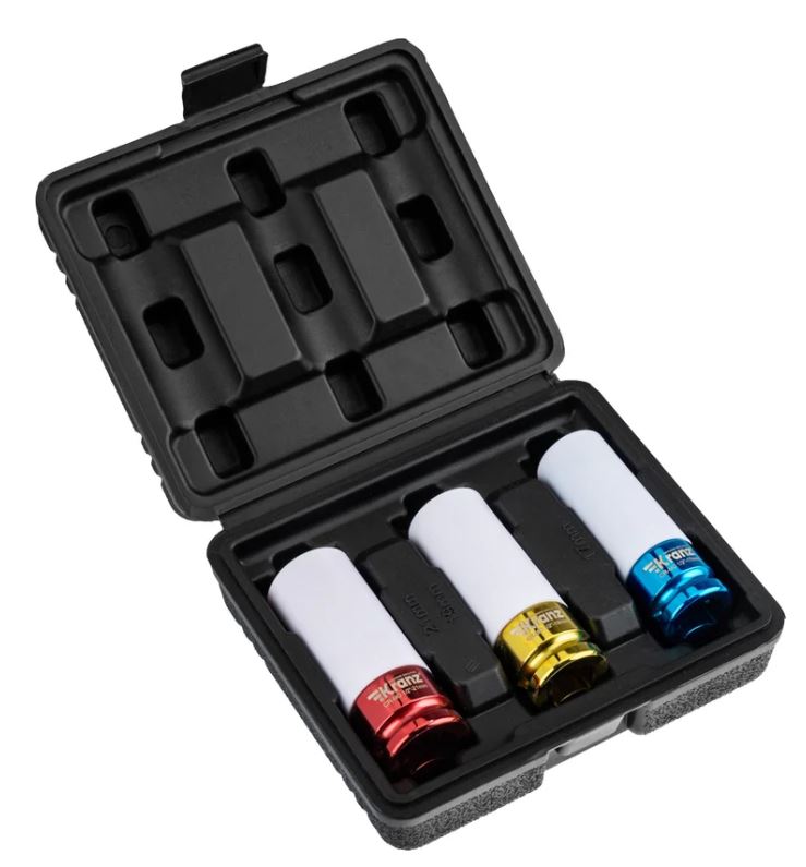 

Набор KRANZ KR-12-8423 шестигранных ударных удлиненных торцевых головок для колесных дисков, 1/2", 3 предмета (17, 19, 21мм) пластиковый кейс, KR-12-8423
