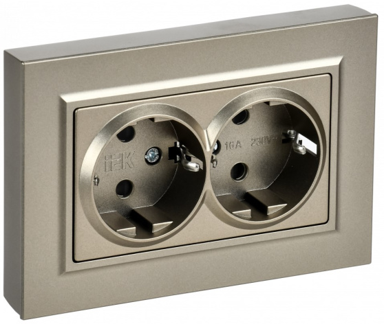 Изображение товара Розетка двухместная с заземлением IEK BR-R28-16-K37-F