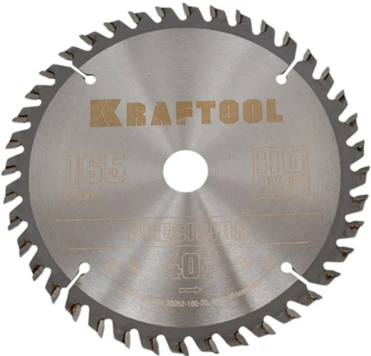 

Диск пильный Kraftool Precission 36952-165-20 Kraftool по дереву 165x20мм. 40т, Precission