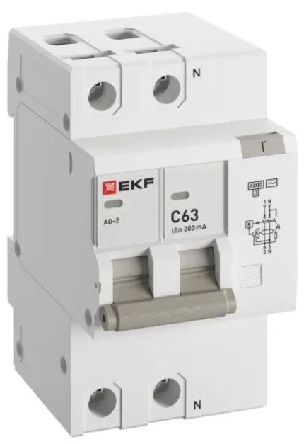 

Автомат дифференциальный EKF DA2-6-63-300-pro АД-2 2Р 63А характеристика C 300мА тип АС электронный 6кА PROXIMA, DA2-6-63-300-pro