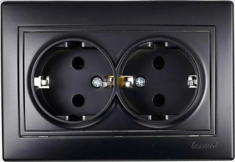 

Розетка Lezard 701-4242-127 Mira 2-м СП 16А IP20 с заземл. керамика черн. бархат, 701-4242-127