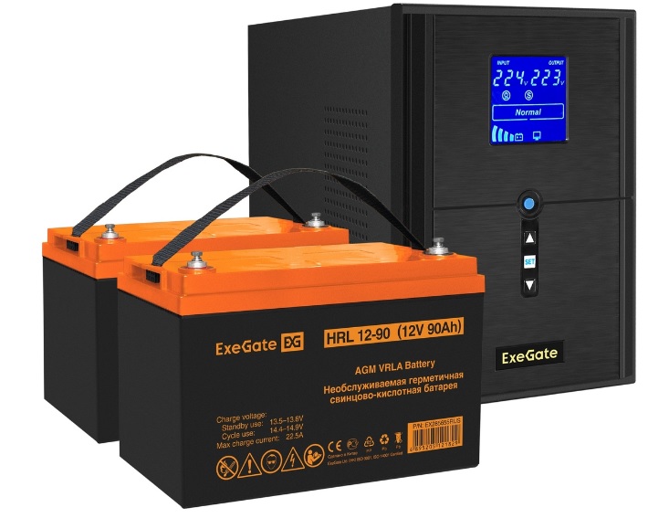 

Комплект Exegate SineTower SZ-2000.LCD.AVR.3SH.1C13.USB EX296849RUS ИБП EX295989RUS + батарея 90Aч EX285655RUS 2шт (инвертор, синус, для котла) 2000VA, SineTower SZ-2000.LCD.AVR.3SH.1C13.USB